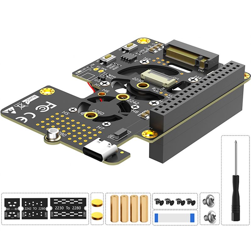 Pi 5 Case - محول PCIe إلى M.2 NVMe SSD